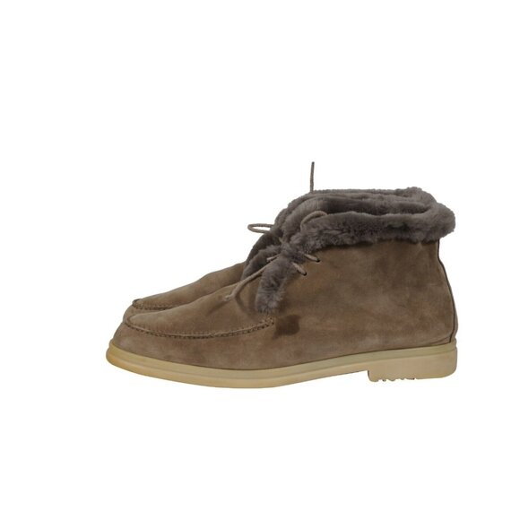 Loro Piana Mens Open Walks US11.5 EU44.5 Tan Suede Beaver Fur Chukkas Ankle Boot - Picture 4 of 12